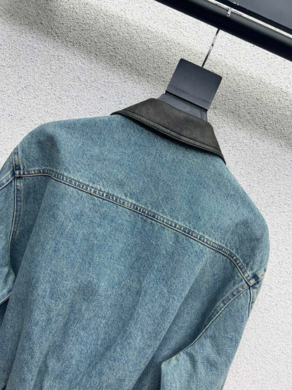 Loe 25fw leather collar jacket