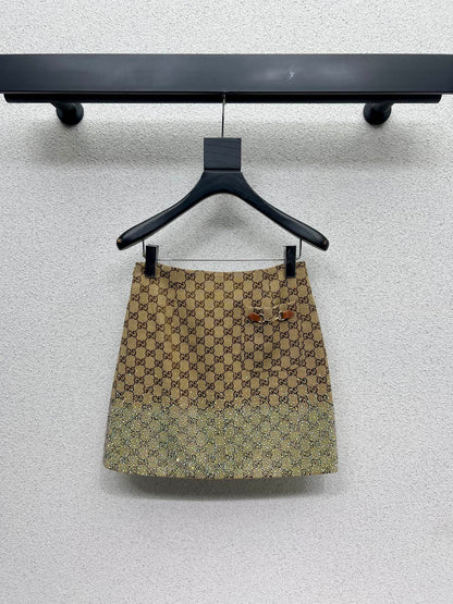 Guc 25ss rhinestone skirt