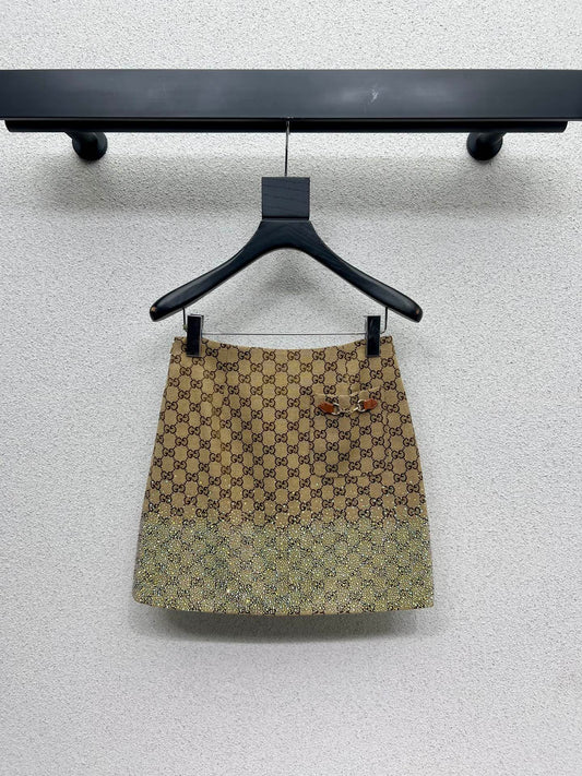 Guc 25ss rhinestone skirt