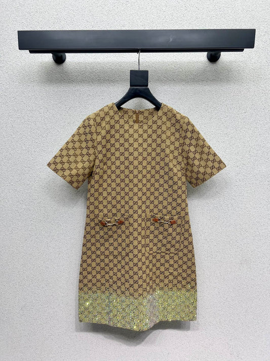 Guc 25fw rhinestone dress