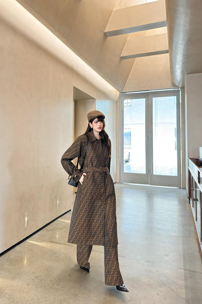 Fend 25fw jacquard trench coat