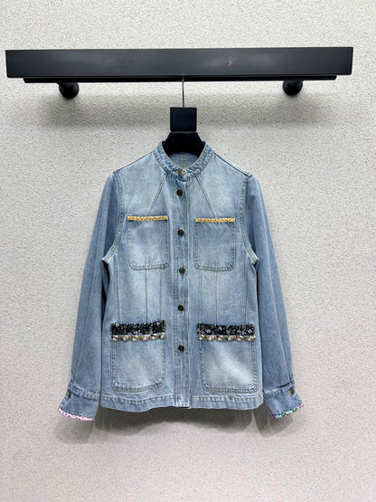 Val 25fw beaded denim jacket