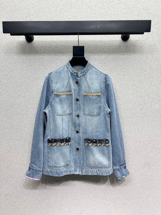 Val 25fw beaded denim jacket
