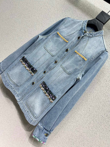 Val 25fw beaded denim jacket