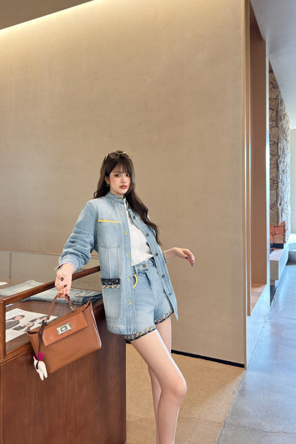 Val 25fw beaded denim jacket