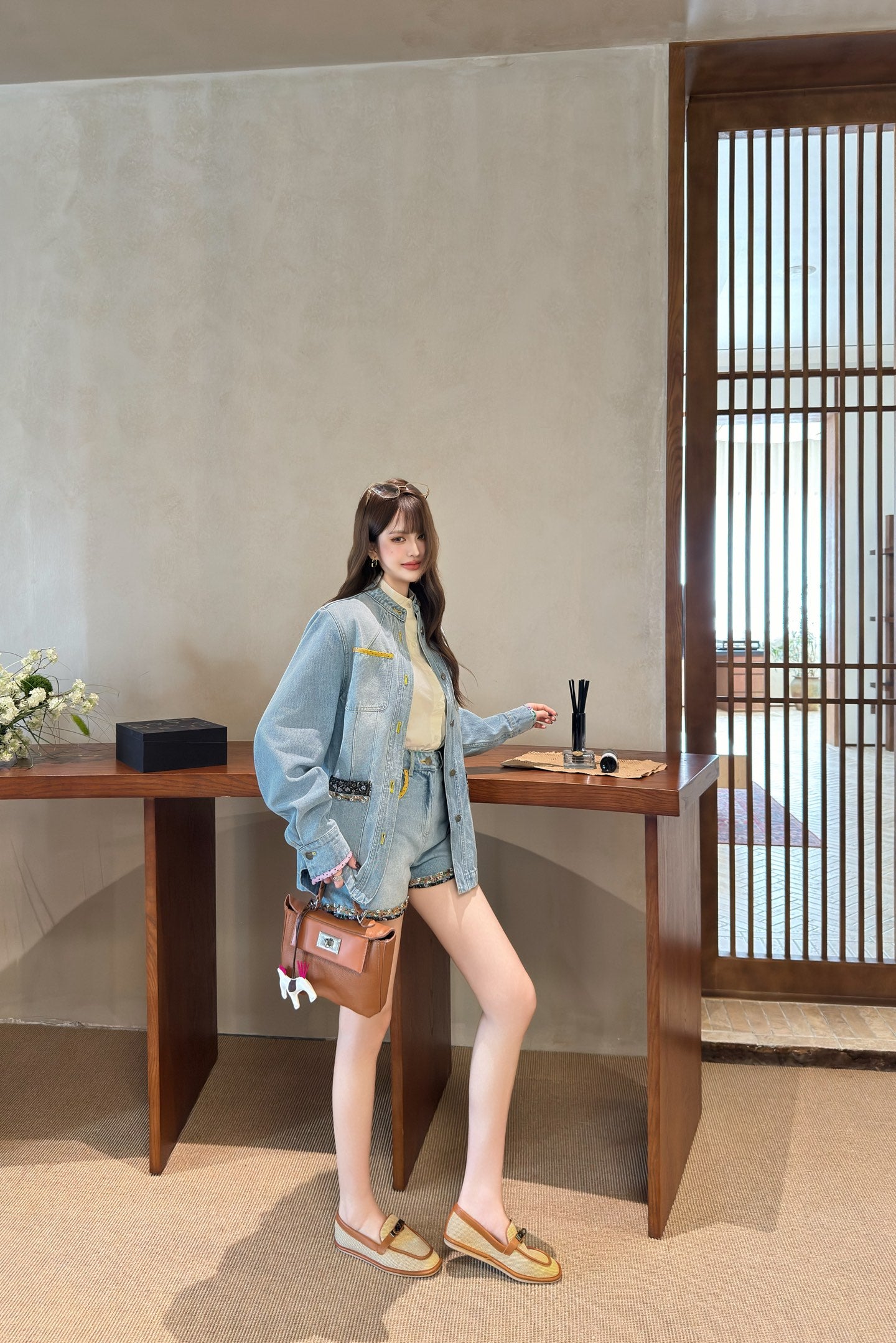 Val 25fw beaded denim jacket