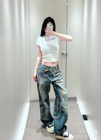 Acn 25fw printed jeans