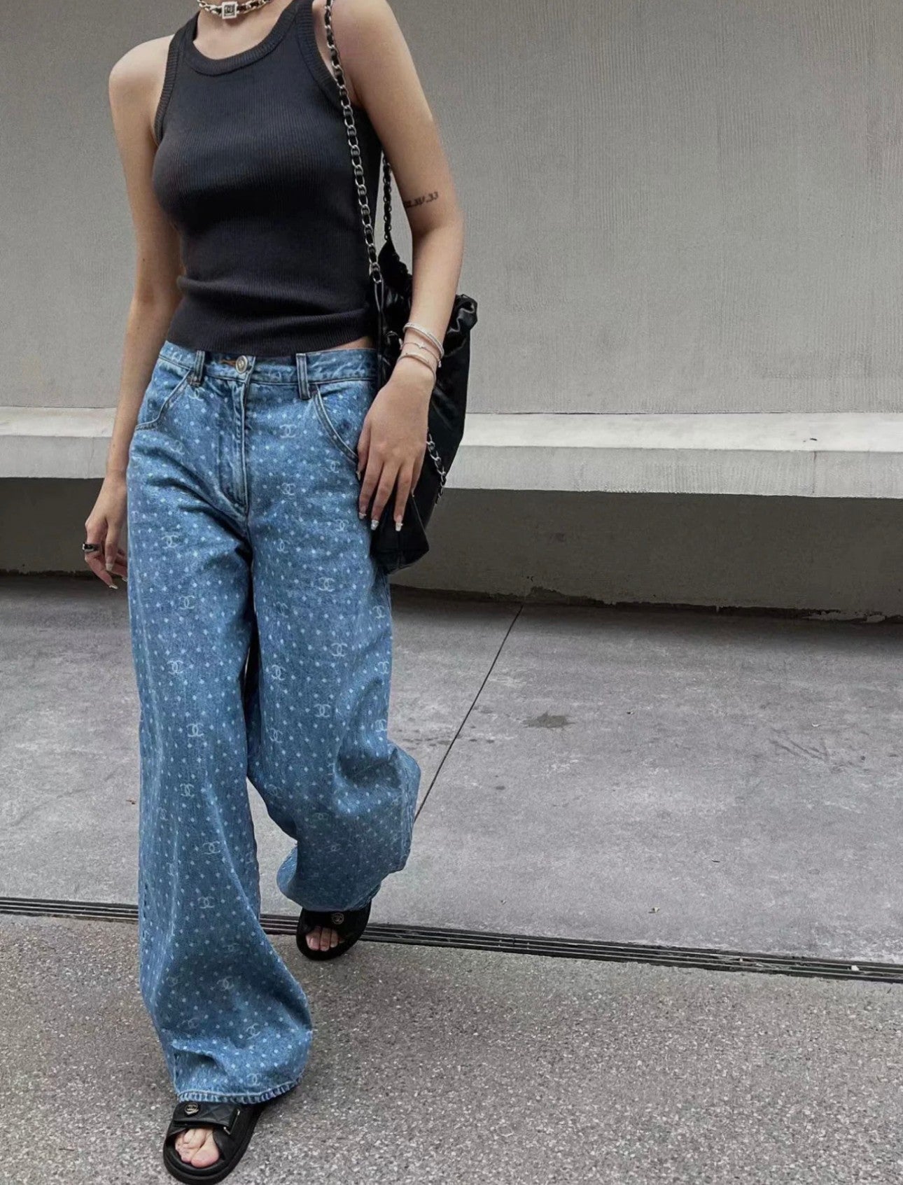 Chan 25fw printed jeans
