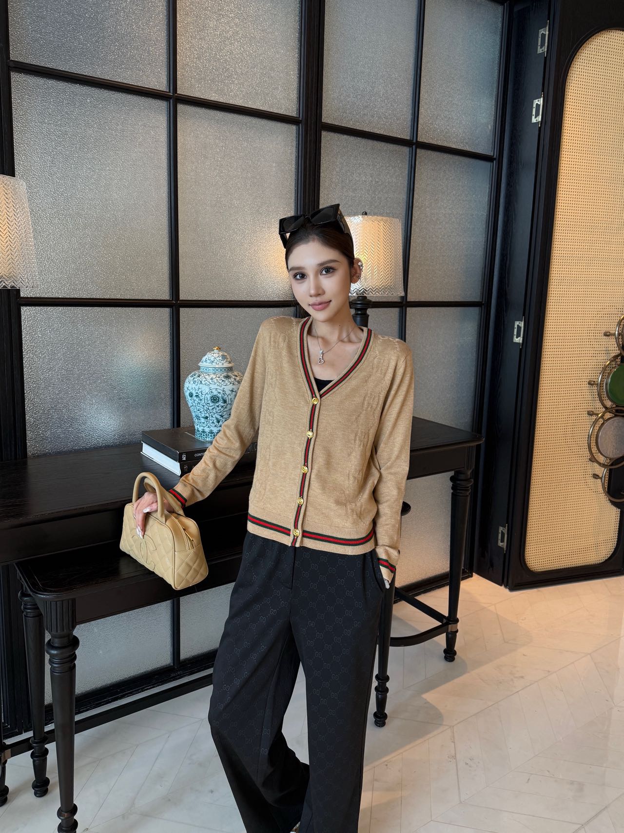 Guc 25fw jacquard cardigan