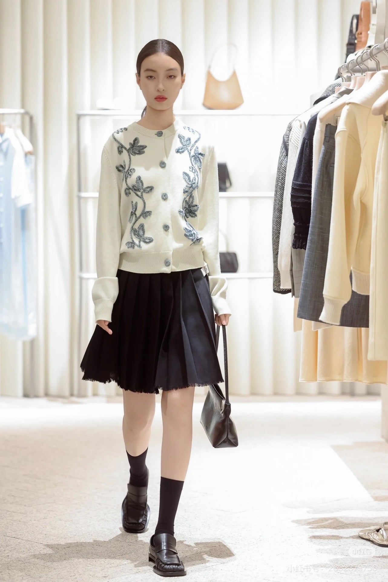 S 25fw embroidered cardigan
