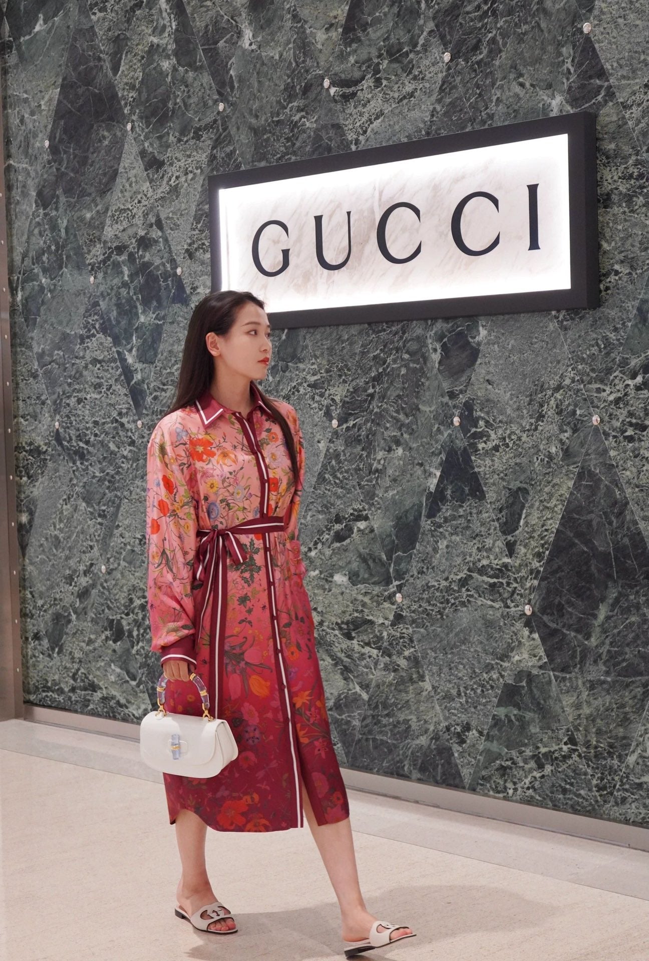 Guc 25fw silk dress