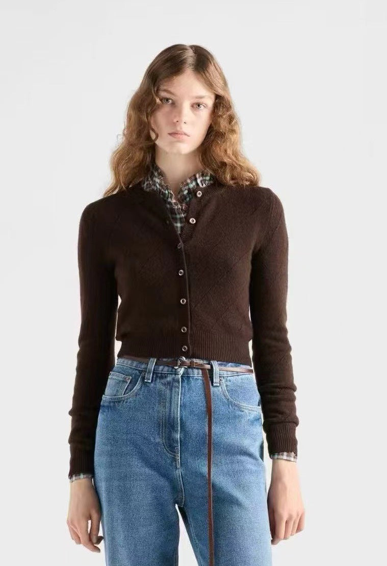 Pra 25fw jacquard cardigan