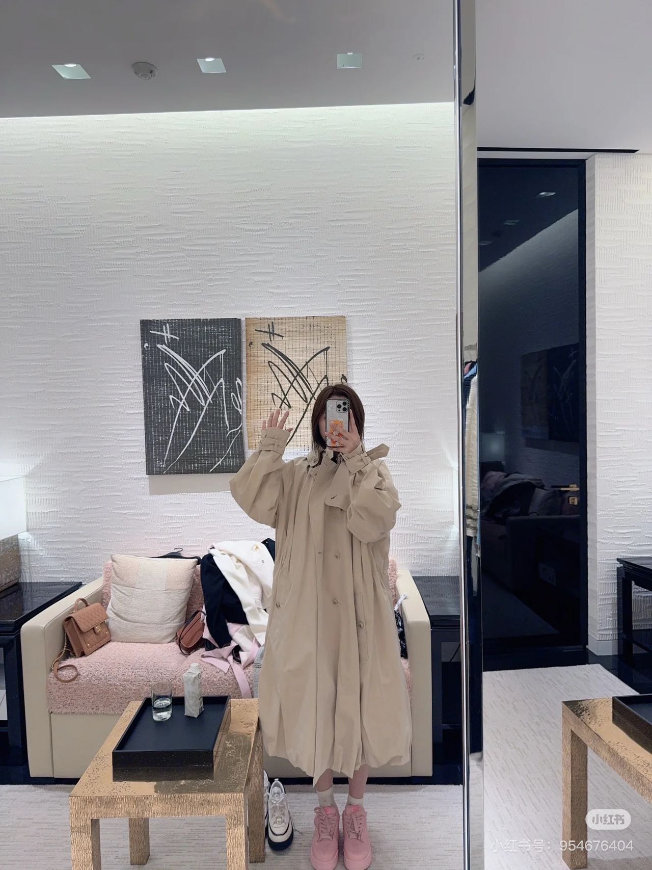 Chan 25fw printed trench coat