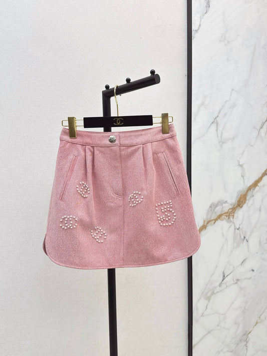 Chan 25fw leather skirt