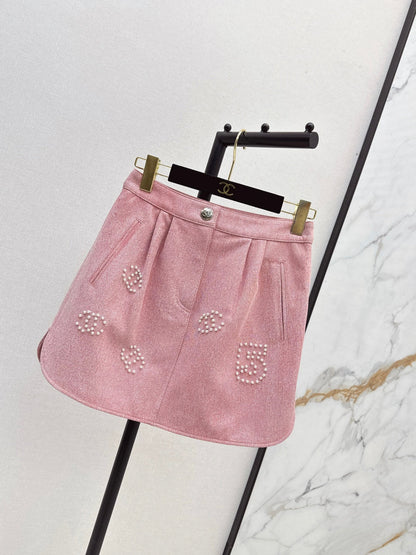 Chan 25fw leather skirt