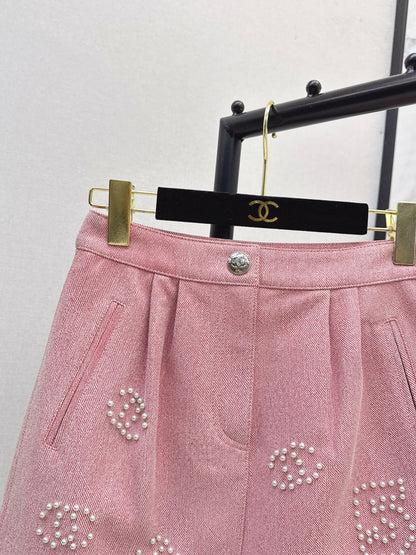 Chan 25fw leather skirt