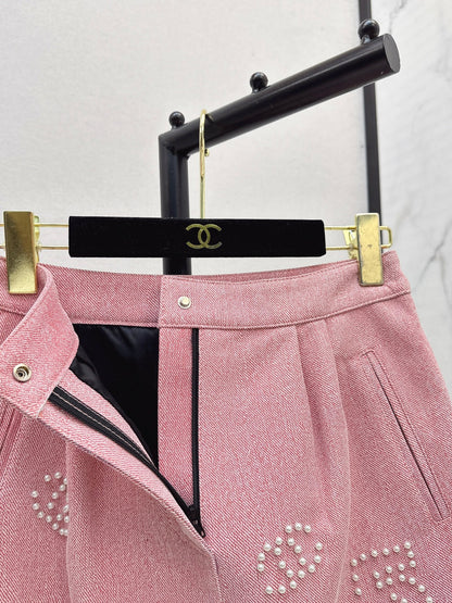 Chan 25fw leather skirt
