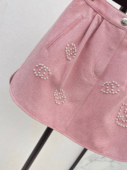 Chan 25fw leather skirt