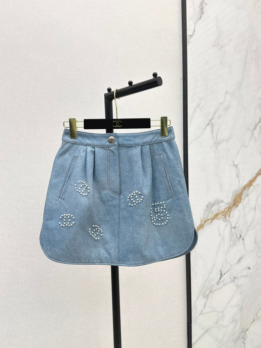 Chan 25fw leather skirt