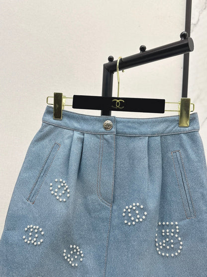 Chan 25fw leather skirt