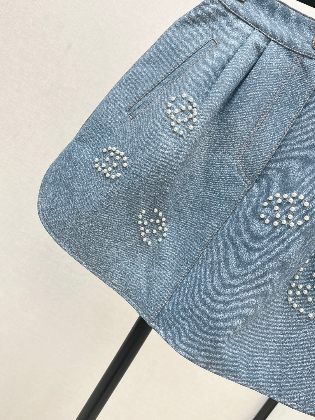 Chan 25fw leather skirt