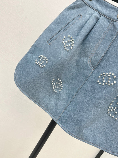 Chan 25fw leather skirt