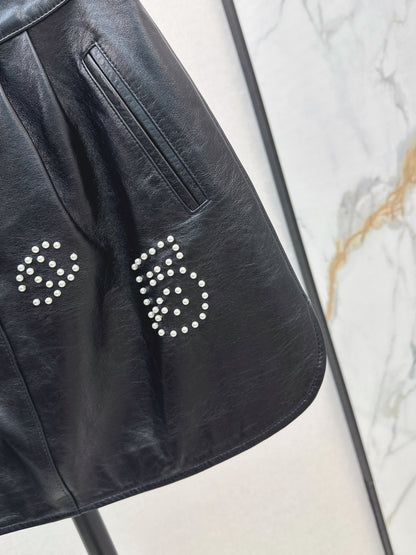 Chan 25fw leather skirt