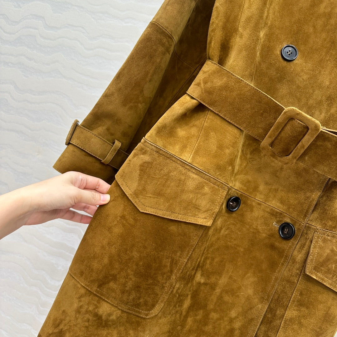 Saint 25fw sheep leather trench coat