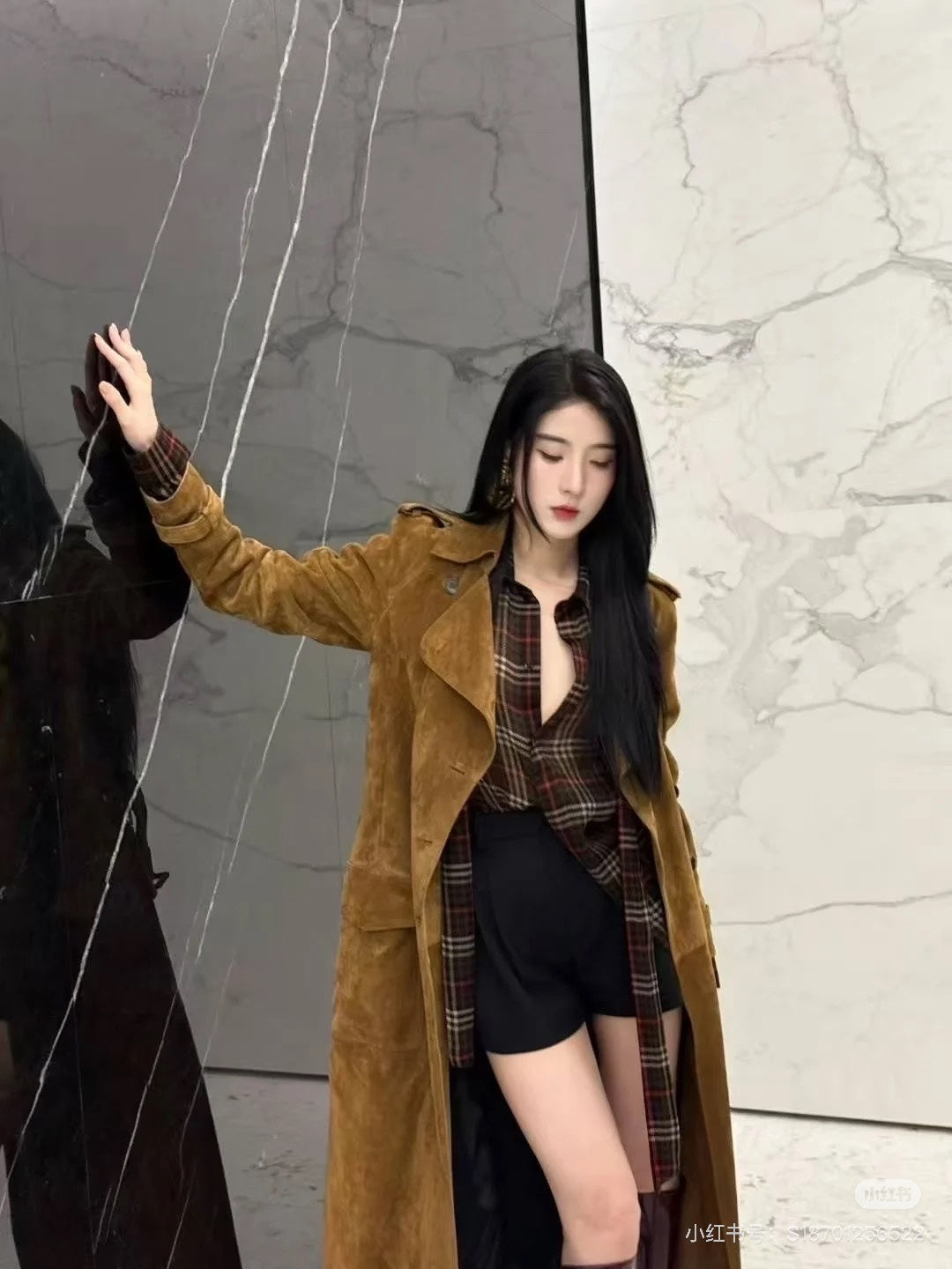 Saint 25fw sheep leather trench coat
