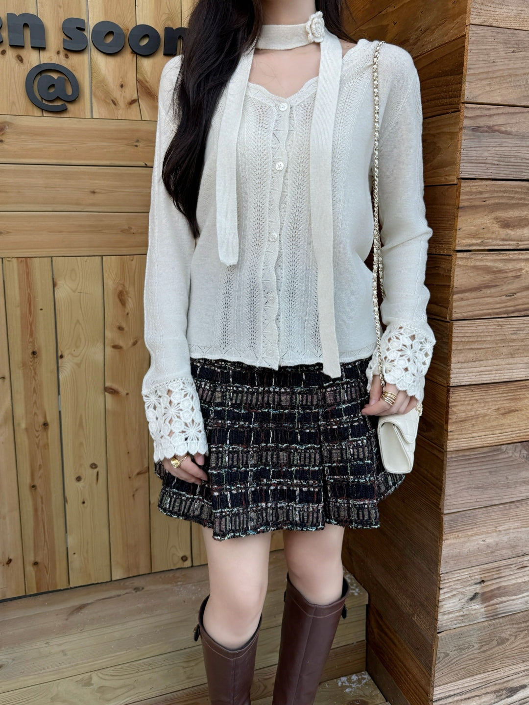 Chan 25fw cardigan hat set