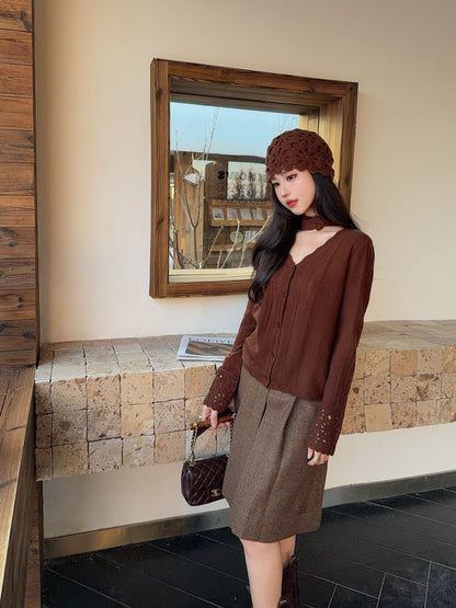 Chan 25fw cardigan hat set