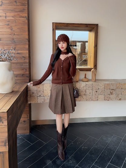 Chan 25fw cardigan hat set