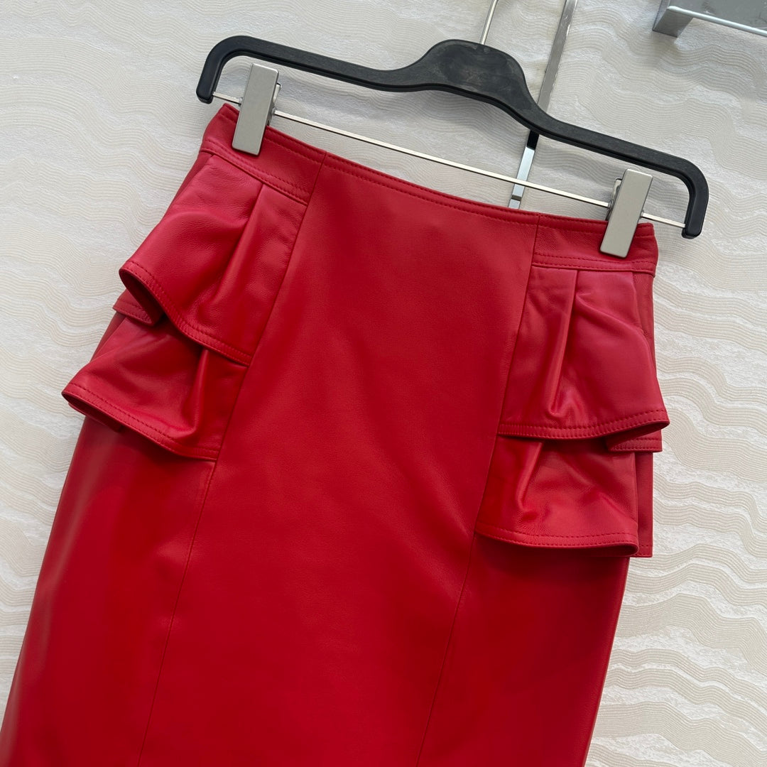 Louis 25fw leather skirt