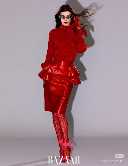 Louis 25fw leather skirt