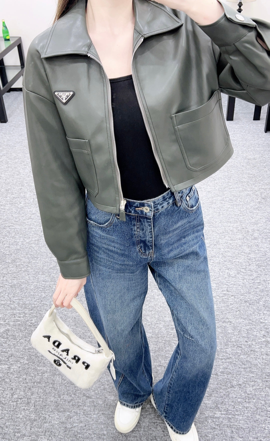 Pra 25fw leather jacket