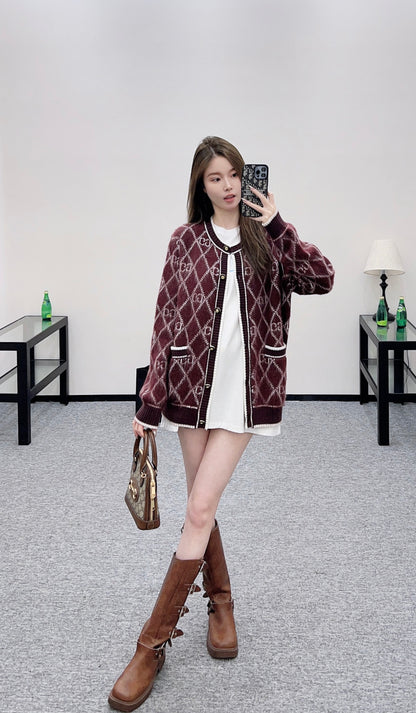 Guc 25fw jacquard cardigan