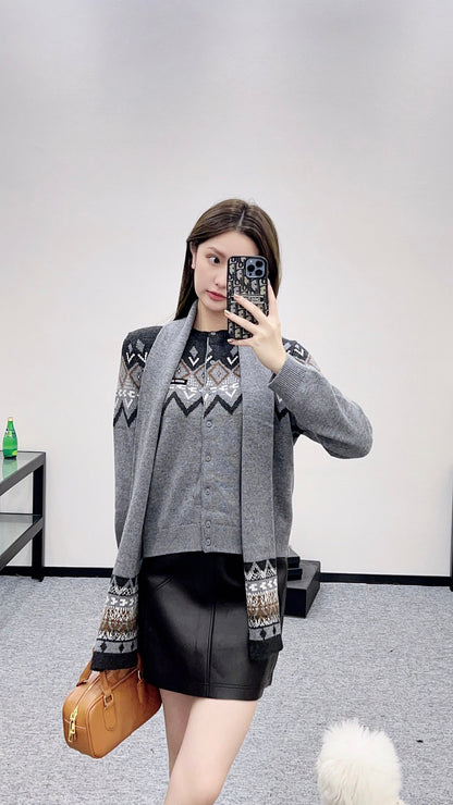 Miu 25fw knitted cardigan