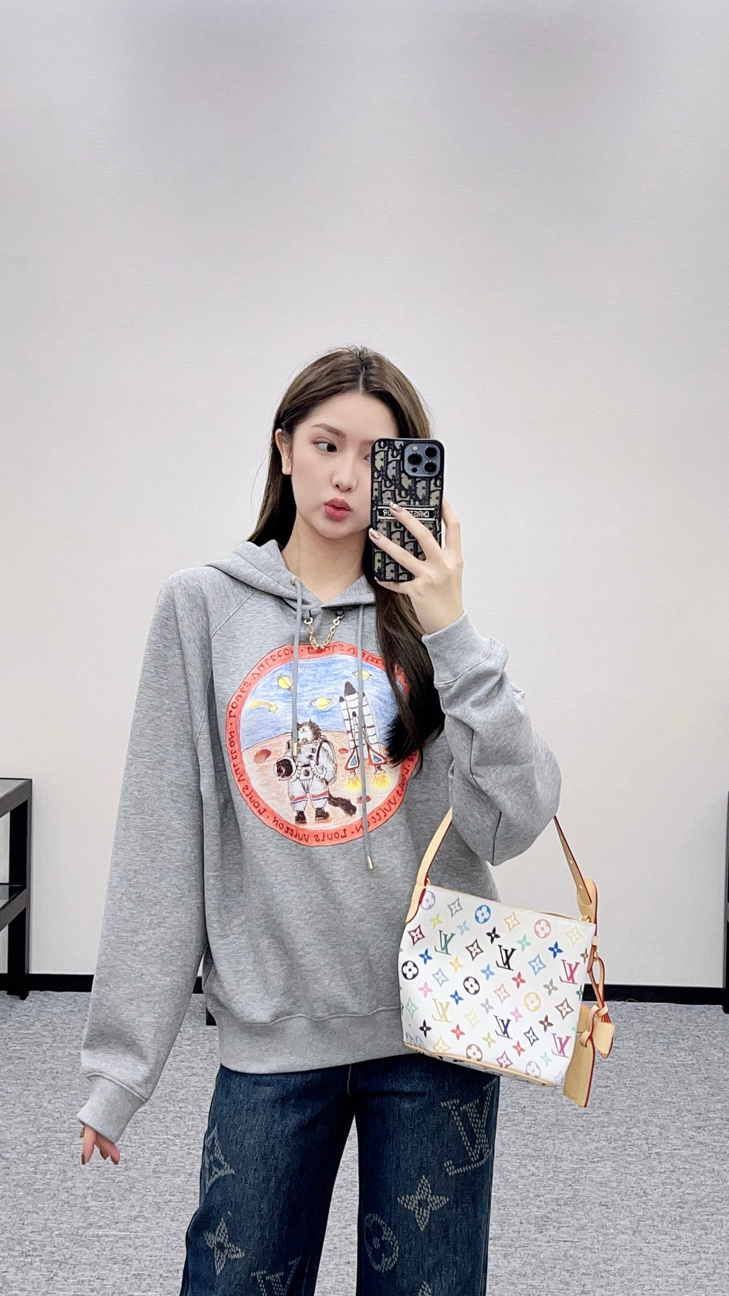 Louis 25fw printed hoodie