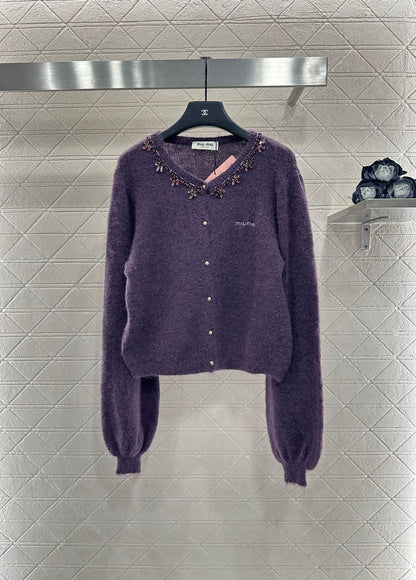 Miu 25fw knitted cardigan