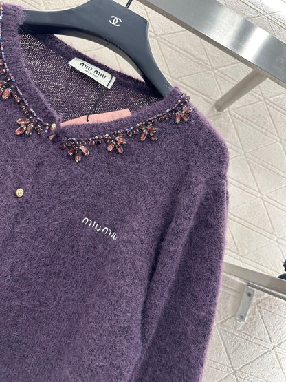 Miu 25fw knitted cardigan