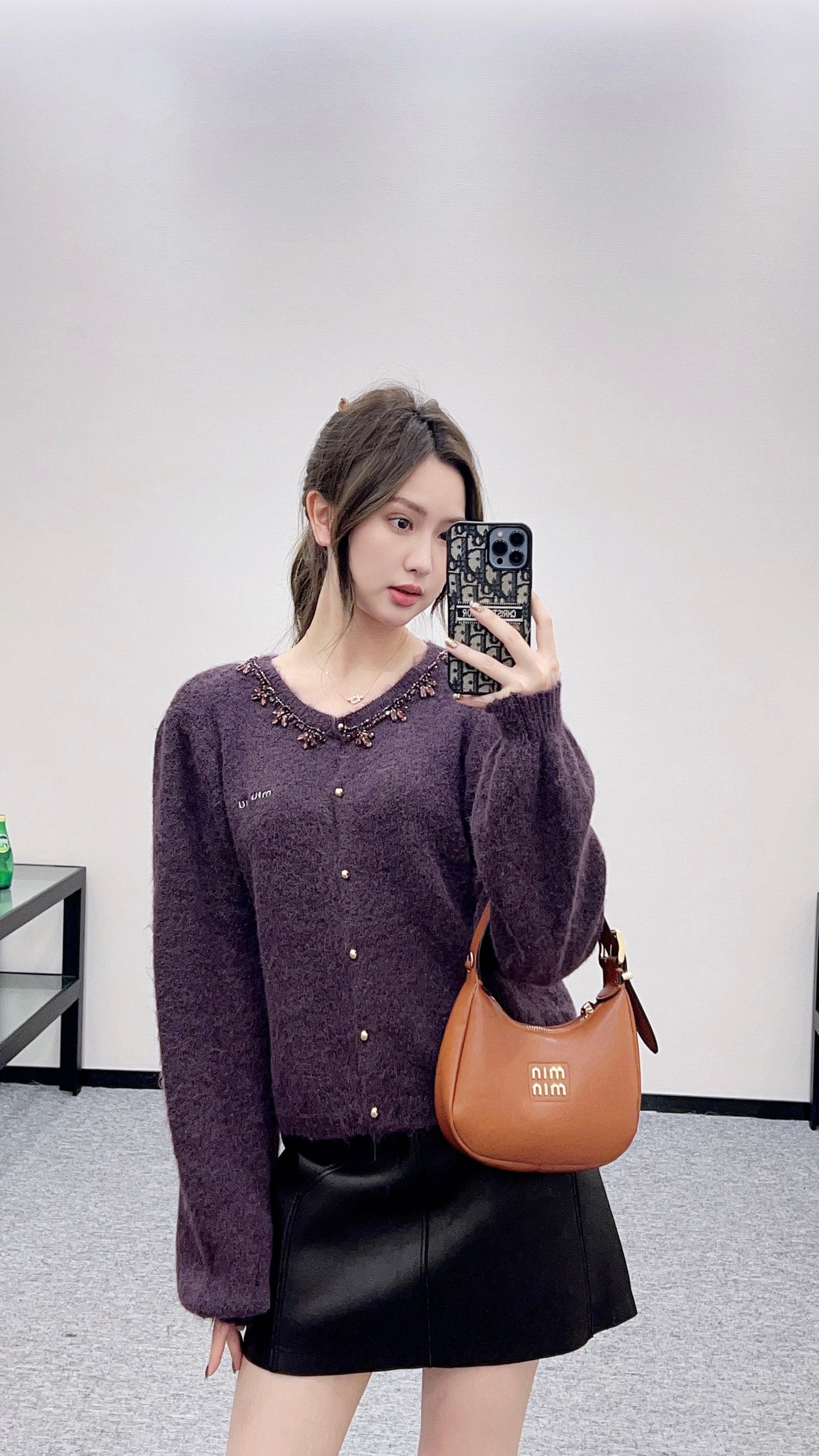 Miu 25fw knitted cardigan