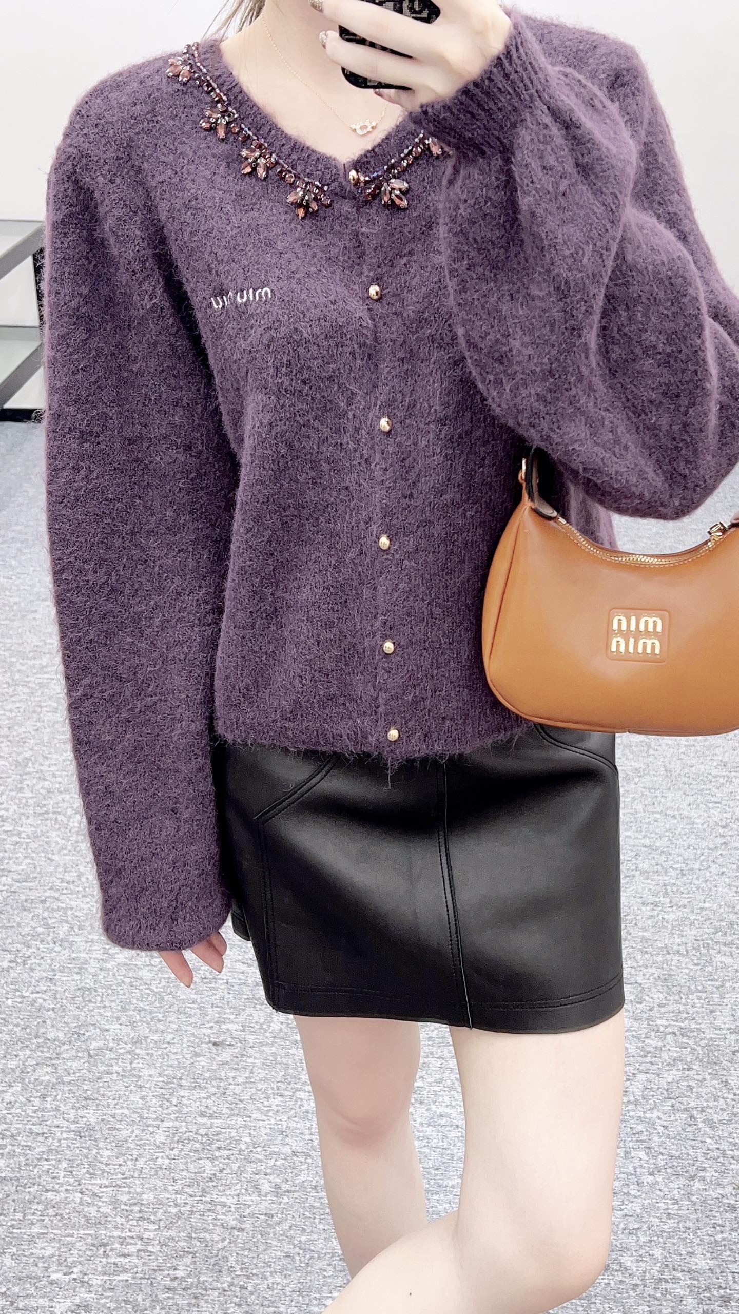 Miu 25fw knitted cardigan
