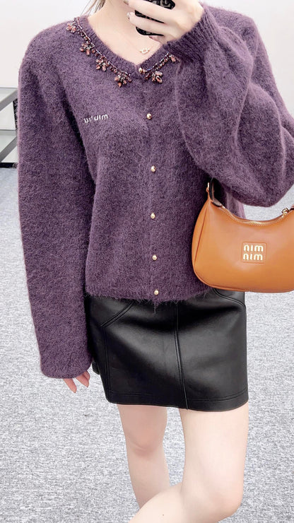 Miu 25fw knitted cardigan